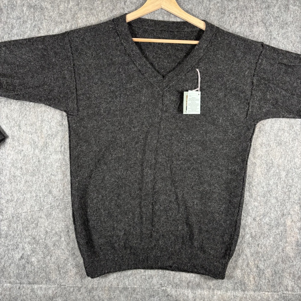 Centro De Textiles Tradicionales Del Cusco Alpaca Wool Sweater Gray V Neck Peru - Picture 7 of 12